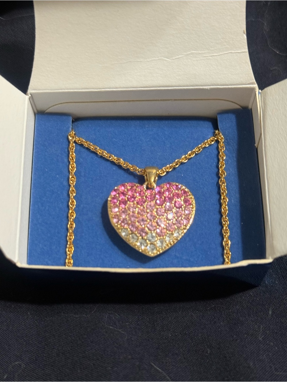Vintage Avon Pave Ombré Heart Necklace